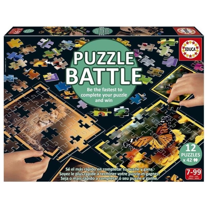 Puzzle - EDUCA - Battle Jr Natura - 12 puzzles - 42 pieces - Theme nature - Pour enfants a partir de 7 ans Puzzle - EDUCA - Battle Jr Natura - 12 puzzles - 42 pieces - Theme nature - Pour enfants a partir de 7 ans