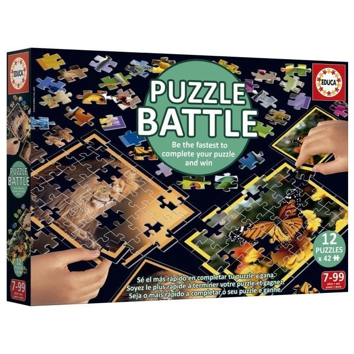 Puzzle - EDUCA - Battle Jr Natura - 12 puzzles - 42 pieces - Theme nature - Pour enfants a partir de 7 ans Puzzle - EDUCA - Battle Jr Natura - 12 puzzles - 42 pieces - Theme nature - Pour enfants a partir de 7 ans
