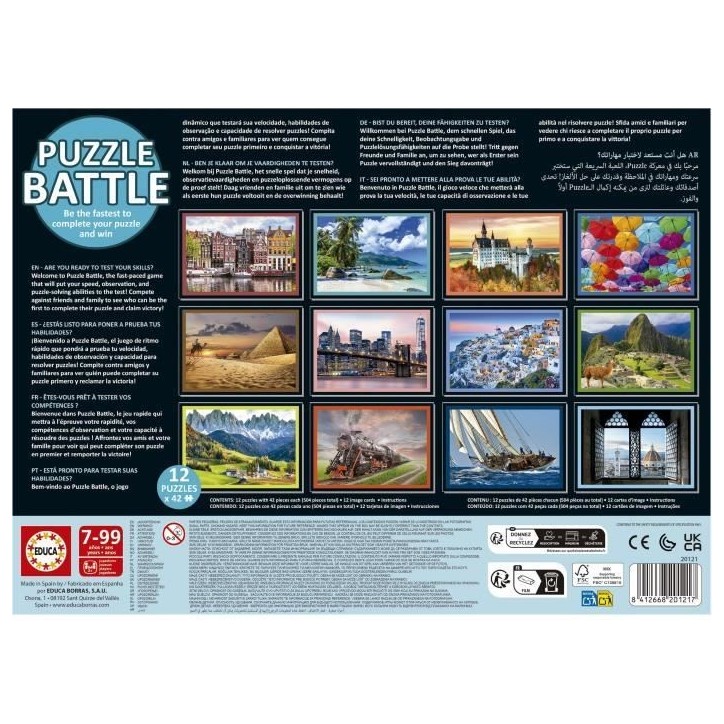 Puzzle - EDUCA - Battle Travel - 12 puzzles - 42 pieces - Theme Voyage et cartes Puzzle - EDUCA - Battle Travel - 12 puzzles - 42 pieces - Theme Voyage et cartes