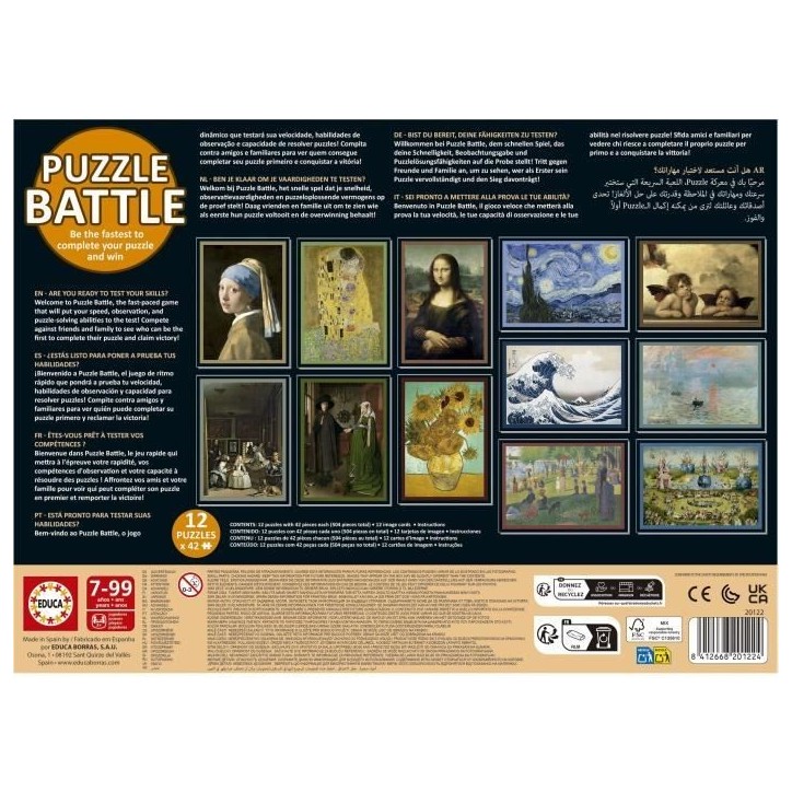 Puzzle - EDUCA - Battle Art - 12 puzzles - 42 pieces - Pour enfants a partir de 7 ans Puzzle - EDUCA - Battle Art - 12 puzzles - 42 pieces - Pour enfants a partir de 7 ans