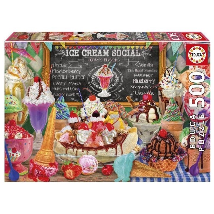 Puzzle - EDUCA - Boutique de Glaces - 500 pieces - 48x34 cm - a partir de 10 ans - Mixte Puzzle - EDUCA - Boutique de Glaces - 500 pieces - 48x34 cm - a partir de 10 ans - Mixte