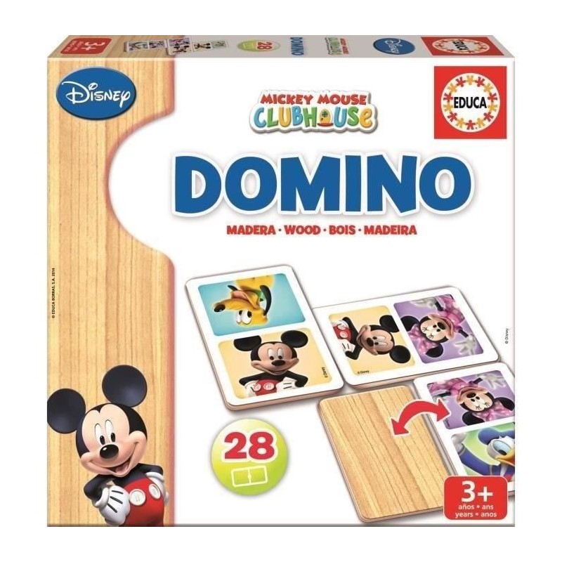 Jeu de domino en bois Mickey - EDUCA - Domino bois Mickey - Mixte - En Jeu de domino en bois Mickey - EDUCA - Domino bois Mickey - Mixte - En