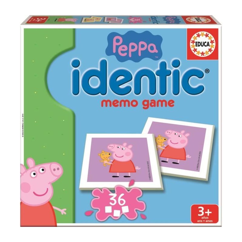 Mémoire Peppa Pig - EDUCA - Idendit - Forme des paires - Garçon et F Mémoire Peppa Pig - EDUCA - Idendit - Forme des paires - Garçon et F