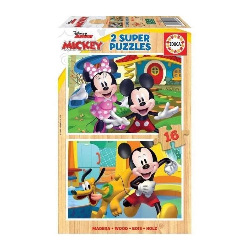 Puzzle en bois MICKEY & MINNIE - 2x16 pieces - Dessins animés et BD - Puzzle en bois MICKEY & MINNIE - 2x16 pieces - Dessins animés et BD -
