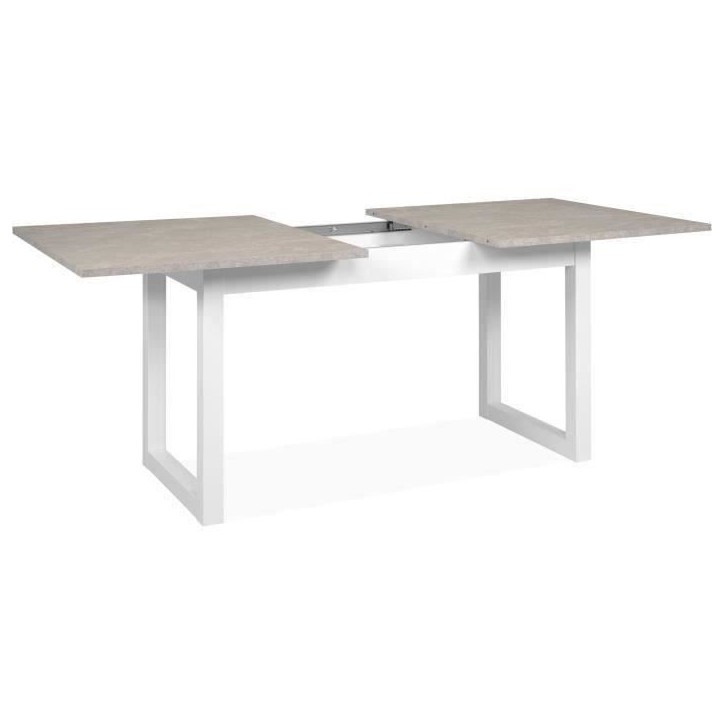 Table a manger extensible Houston - 160-200 x 75 x 90 cm - Plateau effet travertin - 1 extension inclue - 10 personnes Table a manger extensible Houston - 160-200 x 75 x 90 cm - Plateau effet travertin - 1 extension inclue - 10 personnes