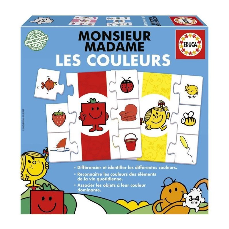 Jeu d'apprentissage - EDUCA - Monsieur Madame - Les Couleurs Jeu d'apprentissage - EDUCA - Monsieur Madame - Les Couleurs