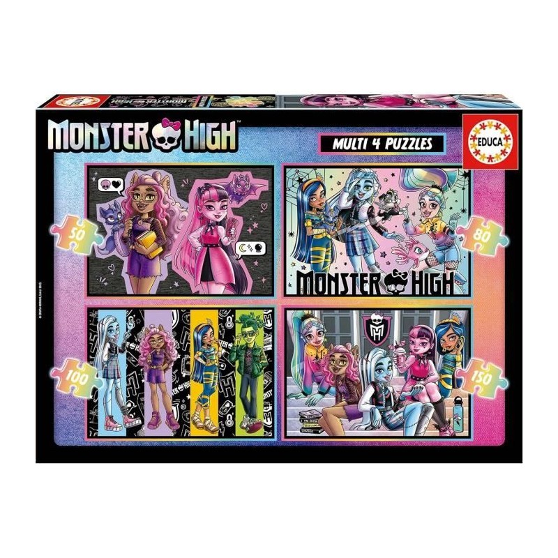 4 puzzles progressifs - EDUCA - Multi 4 Monster High 50-80-100-150 4 puzzles progressifs - EDUCA - Multi 4 Monster High 50-80-100-150