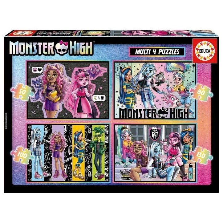 4 puzzles progressifs - EDUCA - Multi 4 Monster High 50-80-100-150 4 puzzles progressifs - EDUCA - Multi 4 Monster High 50-80-100-150