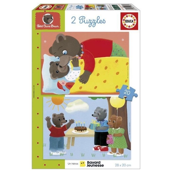 Puzzle - EDUCA - Petit Ours Brun : Ensemble de 2 puzzles de 20 pieces pour enfants des 4 ans Puzzle - EDUCA - Petit Ours Brun : Ensemble de 2 puzzles de 20 pieces pour enfants des 4 ans