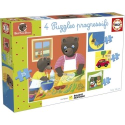 Puzzle - EDUCA - Petit Ours Brun : 4 puzzles progressifs pour enfants