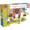 Puzzle - EDUCA - Petit Ours Brun : 4 puzzles progressifs pour enfants