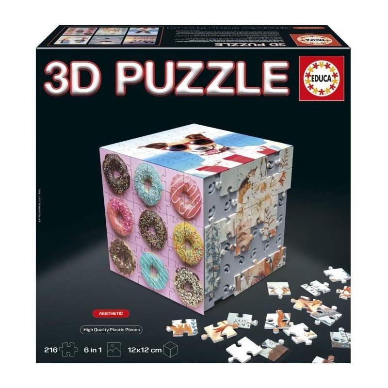 Puzzle 3D - EDUCA - Cube Aesthetic - 216 Pieces - 6 Puzzles de 36 Piec Puzzle 3D - EDUCA - Cube Aesthetic - 216 Pieces - 6 Puzzles de 36 Piec
