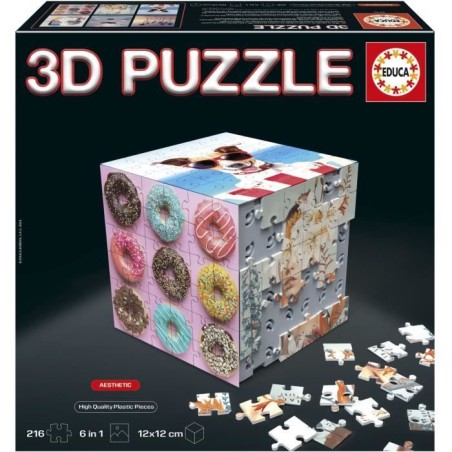 Puzzle 3D - EDUCA - Cube Aesthetic - 216 Pieces - 6 Puzzles de 36 Piec