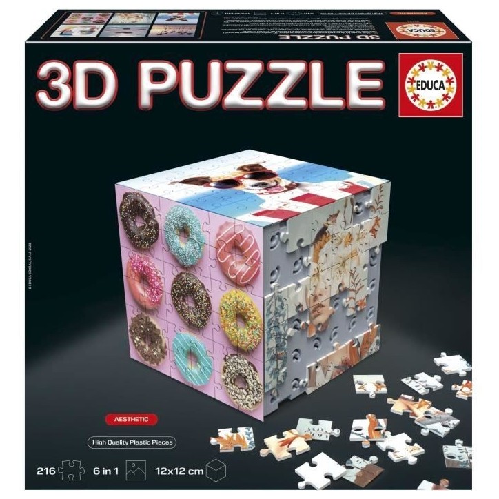 Puzzle 3D - EDUCA - Cube Aesthetic - 216 Pieces - 6 Puzzles de 36 Pieces - Défi 8 Ans + (20125) Puzzle 3D - EDUCA - Cube Aesthetic - 216 Pieces - 6 Puzzles de 36 Pieces - Défi 8 Ans + (20125)
