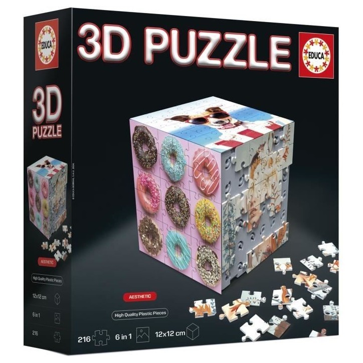 Puzzle 3D - EDUCA - Cube Aesthetic - 216 Pieces - 6 Puzzles de 36 Pieces - Défi 8 Ans + (20125) Puzzle 3D - EDUCA - Cube Aesthetic - 216 Pieces - 6 Puzzles de 36 Pieces - Défi 8 Ans + (20125)