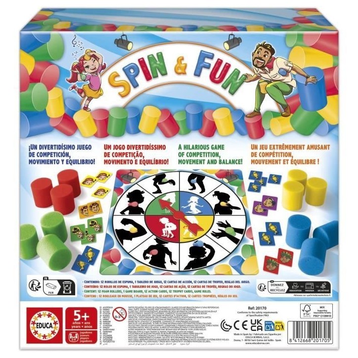 Spin & Fun - Jeu d'équilibre - EDUCA - Teste l'agilité et l'équilibre - 2 a 4 joueurs - Des 5 ans Spin & Fun - Jeu d'équilibre - EDUCA - Teste l'agilité et l'équilibre - 2 a 4 joueurs - Des 5 ans