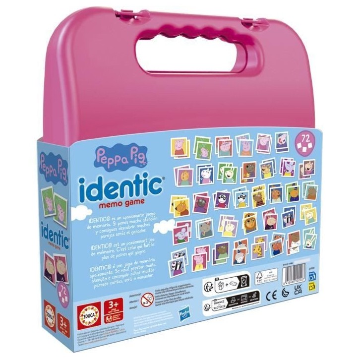 Identic Peppa Pig - Jeu de mémoire - EDUCA - 72 cartes, développe mémoire et attention - Des 3 ans Identic Peppa Pig - Jeu de mémoire - EDUCA - 72 cartes, développe mémoire et attention - Des 3 ans