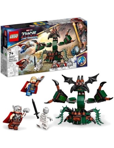 LEGO 76207 Marvel Attaque sur le Nouvel Asgard, avec Figurines de Thor des Avengers et son Marteau, pour Enfants de 7 Ans et Plu