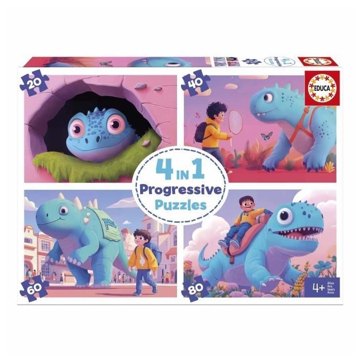 4 Puzzles - EDUCA - Dinos sympathiques - 20+40+60+80 pieces 4 Puzzles - EDUCA - Dinos sympathiques - 20+40+60+80 pieces