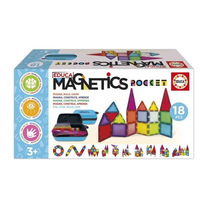 Magnetics Mallette - Jeu de construction - EDUCA - 18 blocs magnétiqu Magnetics Mallette - Jeu de construction - EDUCA - 18 blocs magnétiqu