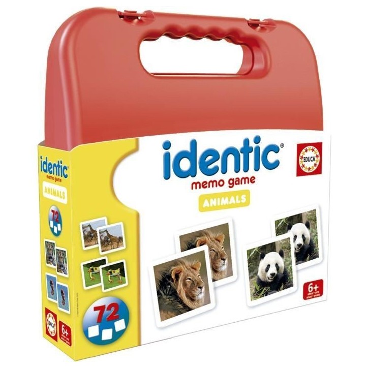 Identic Animaux - Jeu de mémoire - EDUCA - 72 cartes, développe mémoire et attention - Des 3 ans Identic Animaux - Jeu de mémoire - EDUCA - 72 cartes, développe mémoire et attention - Des 3 ans