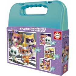 Malette puzzles progressifs - EDUCA - SuperKitties - 12+16+20+25 piece