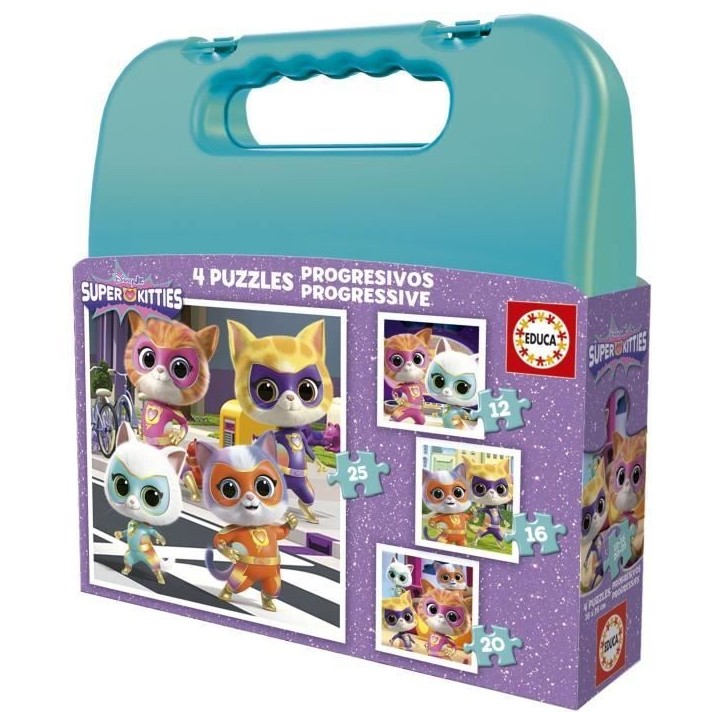 Malette puzzles progressifs - EDUCA - SuperKitties - 12+16+20+25 pieces Malette puzzles progressifs - EDUCA - SuperKitties - 12+16+20+25 pieces
