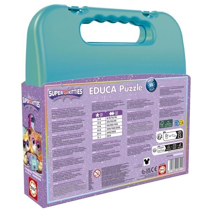 Malette puzzles progressifs - EDUCA - SuperKitties - 12+16+20+25 pieces Malette puzzles progressifs - EDUCA - SuperKitties - 12+16+20+25 pieces