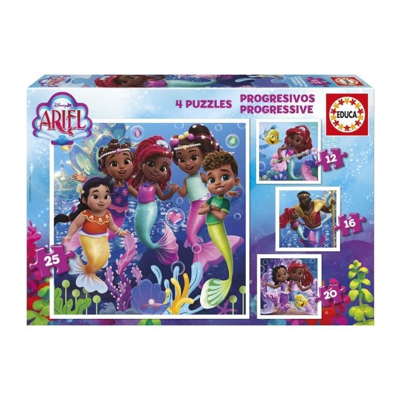 Puzzles progréssifs - EDUCA - Ariel - 12+16+20+25 pieces Puzzles progréssifs - EDUCA - Ariel - 12+16+20+25 pieces