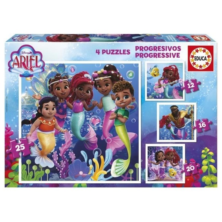 Puzzles progréssifs - EDUCA - Ariel - 12+16+20+25 pieces Puzzles progréssifs - EDUCA - Ariel - 12+16+20+25 pieces