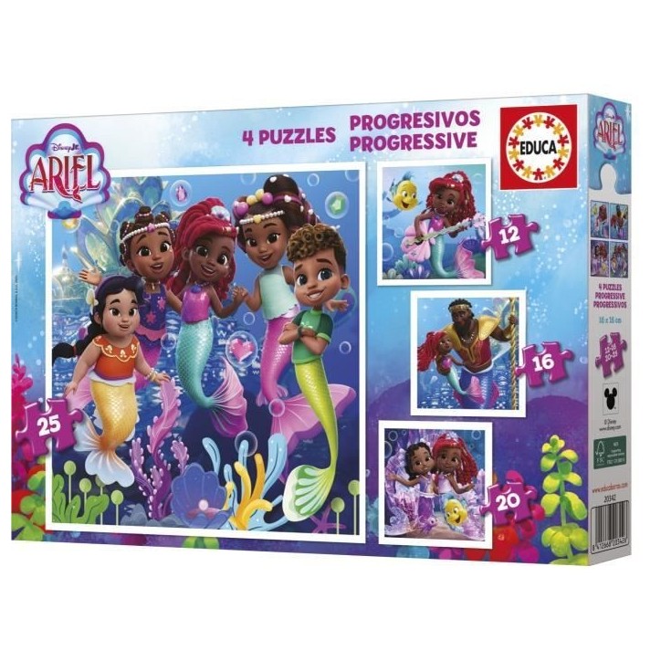 Puzzles progréssifs - EDUCA - Ariel - 12+16+20+25 pieces Puzzles progréssifs - EDUCA - Ariel - 12+16+20+25 pieces