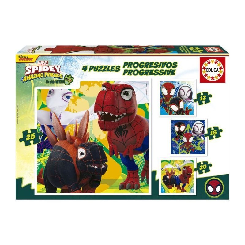 Puzzles progréssifs - EDUCA - Dino Spidey - 12+16+20+25 pieces Puzzles progréssifs - EDUCA - Dino Spidey - 12+16+20+25 pieces