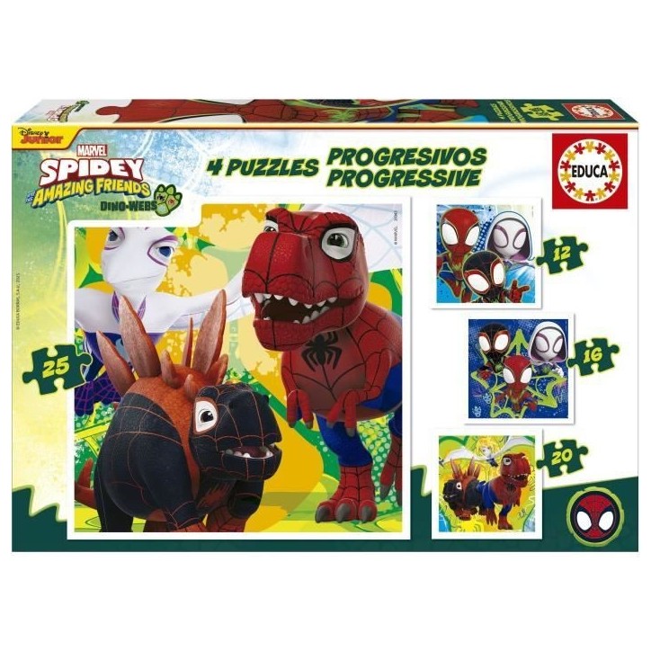 Puzzles progréssifs - EDUCA - Dino Spidey - 12+16+20+25 pieces Puzzles progréssifs - EDUCA - Dino Spidey - 12+16+20+25 pieces
