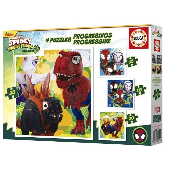 Puzzles progréssifs - EDUCA - Dino Spidey - 12+16+20+25 pieces Puzzles progréssifs - EDUCA - Dino Spidey - 12+16+20+25 pieces