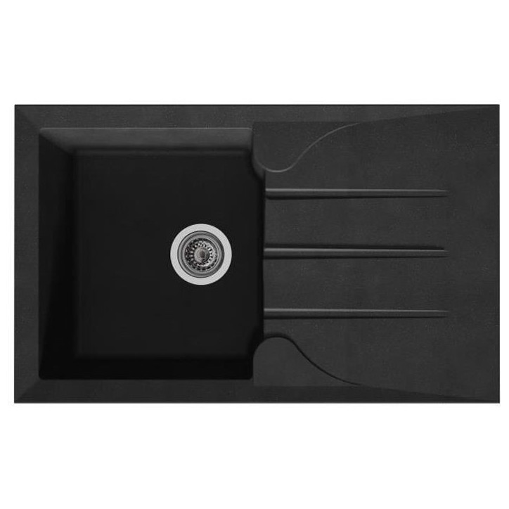 STRADOUR Evier cuisine a encastrer 1 bac + 1 égouttoir Aloa - Résine - 81 x 50 cm - Noir STRADOUR Evier cuisine a encastrer 1 bac + 1 égouttoir Aloa - Résine - 81 x 50 cm - Noir
