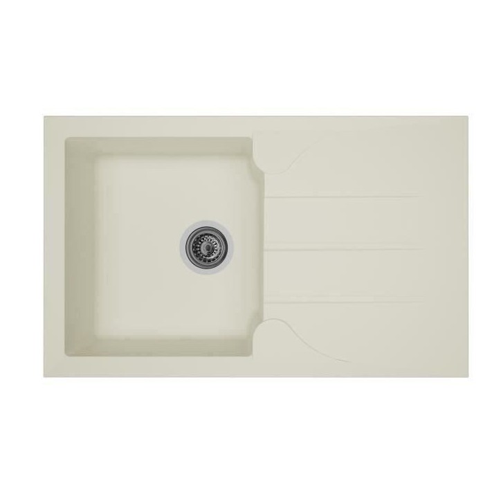 STRADOUR Evier cuisine a encastrer 1 bac + 1 égouttoir Aloa - Résine - 81 x 50 cm - Blanc