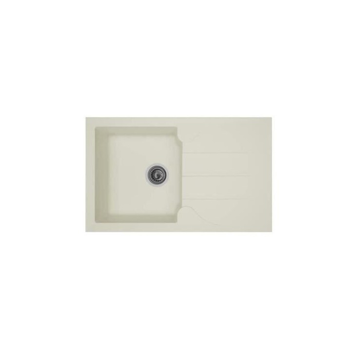 STRADOUR Evier cuisine a encastrer 1 bac + 1 égouttoir Aloa - Résine - 81 x 50 cm - Blanc