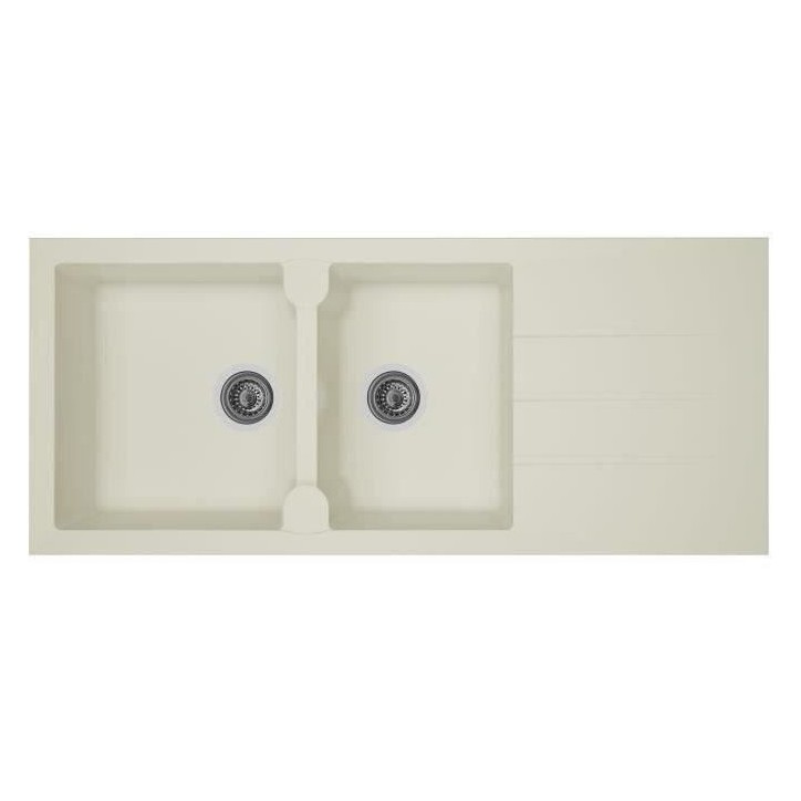 STRADOUR Evier cuisine a encastrer 2 bacs + 1 égouttoir Aloa - Résine - 116 x 50 cm - Blanc