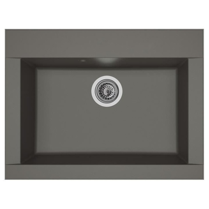 STRADOUR Evier cuisine a encastrer 1 bac sans égouttoir Hexo - Résine - 66 x 50 cm - Gris béton STRADOUR Evier cuisine a encastrer 1 bac sans égouttoir Hexo - Résine - 66 x 50 cm - Gris béton