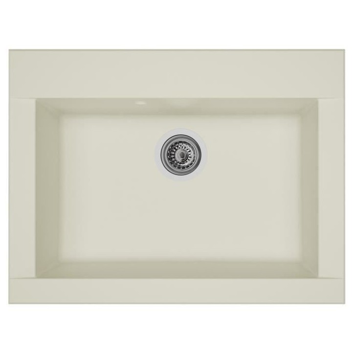STRADOUR Evier cuisine a encastrer 1 bac sans égouttoir Hexo - Résine - 66 x 50 cm - Blanc