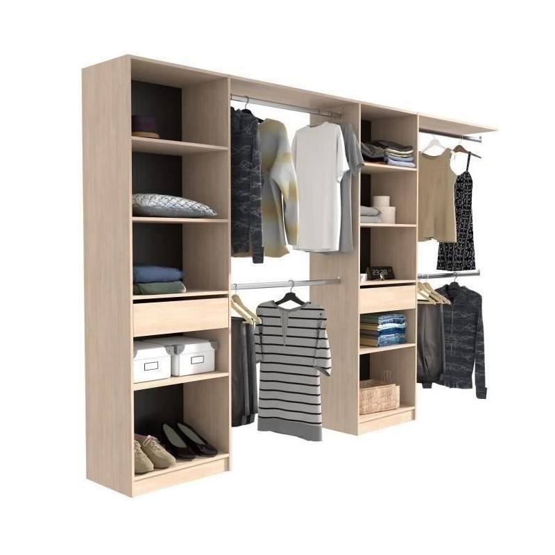 EKIPA Dressing extensible - 2 colonnes avec 2 tiroirs et 10 étageres EKIPA Dressing extensible - 2 colonnes avec 2 tiroirs et 10 étageres
