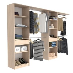 EKIPA Dressing extensible - 2 colonnes avec 2 tiroirs et 10 étageres