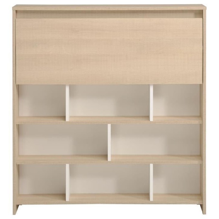 KEY - Meuble multifonctions - Module cuisine 2 portes 1 tiroir / Bar / Travail - 103,5 x 59 x 115 cm - Chene / Blanc - PARISOT