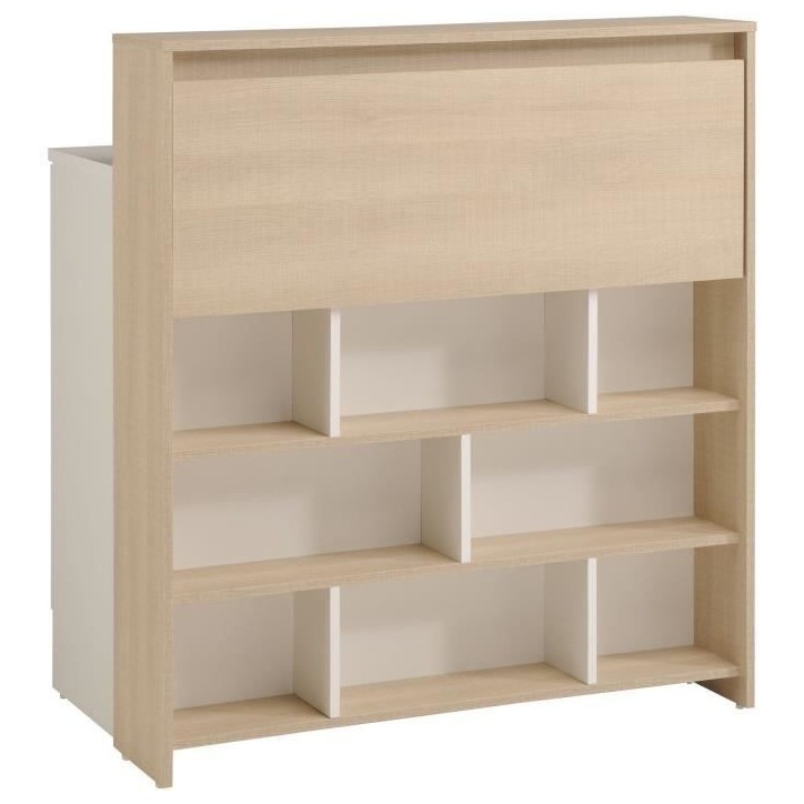 KEY - Meuble multifonctions - Module cuisine 2 portes 1 tiroir / Bar / Travail - 103,5 x 59 x 115 cm - Chene / Blanc - PARISOT