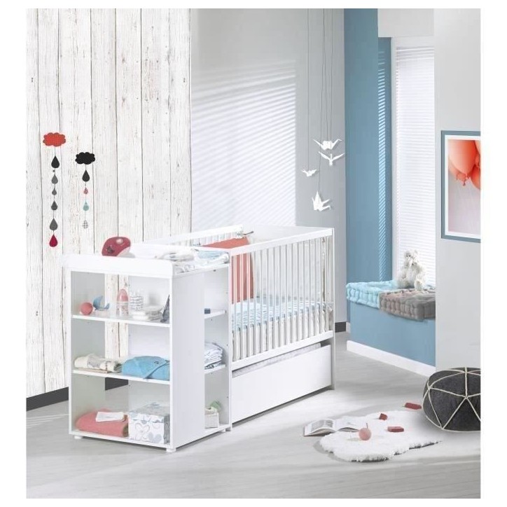 SAUTHON ELOI Lit Combiné 3 en 1 Évolutif 60 x 120 en 90x190 cm - Blanc