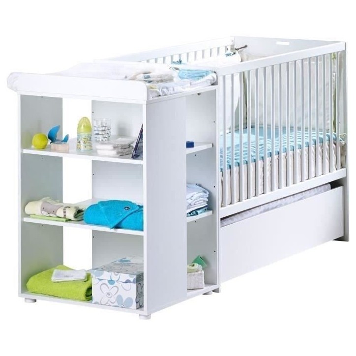 SAUTHON ELOI Lit Combiné 3 en 1 Évolutif 60 x 120 en 90x190 cm - Blanc