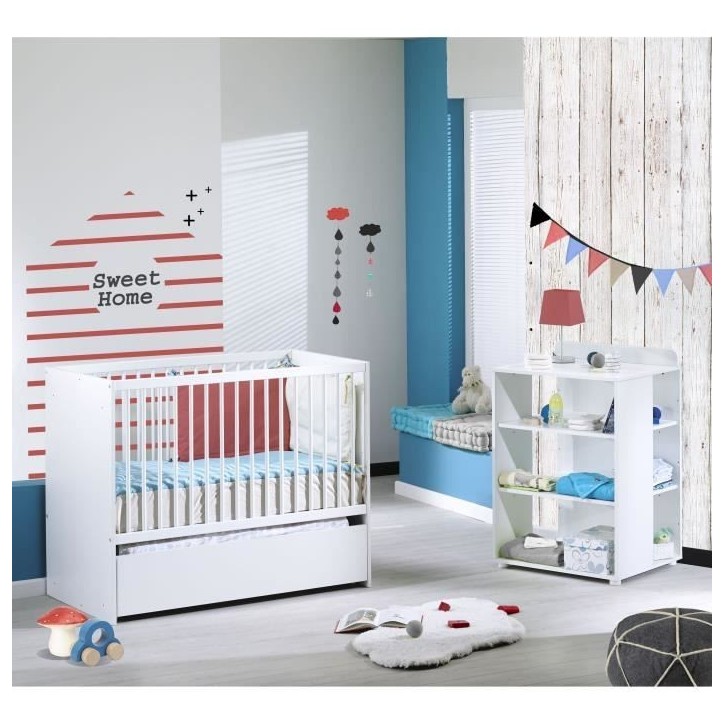 SAUTHON ELOI Lit Combiné 3 en 1 Évolutif 60 x 120 en 90x190 cm - Blanc