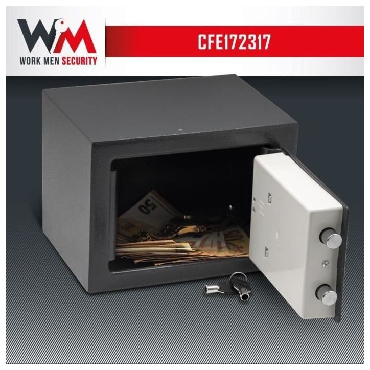 Coffre fort électronique - Work Men Security - CFE172317 - Dimensions extérieur 17 x 23 x 17 cm