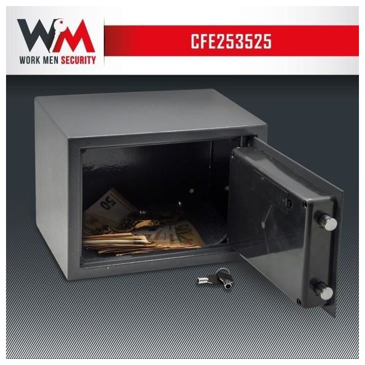 Coffre fort électronique - Work Men Security - CFE253525 - Dimensions extérieur 25 x 35 x 25 cm Coffre fort électronique - Work Men Security - CFE253525 - Dimensions extérieur 25 x 35 x 25 cm