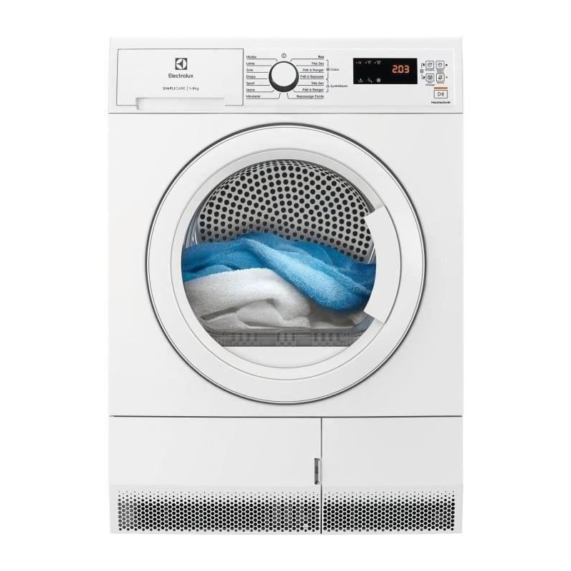 Seche-linge pompe a chaleur ELECTROLUX EDH1281UC - 8 kg - L60cm - Blan Seche-linge pompe a chaleur ELECTROLUX EDH1281UC - 8 kg - L60cm - Blan